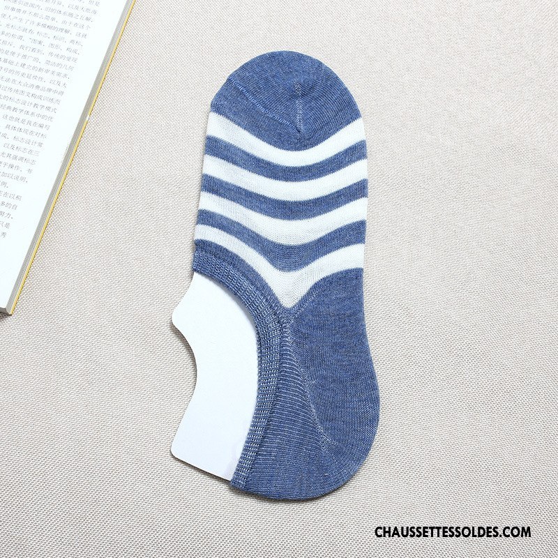Chaussettes Invisibles Homme Casual Le Nouveau Rayé Printemps Été Blanc Noir