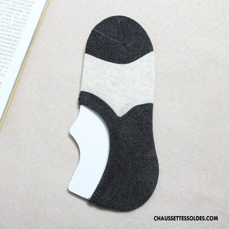 Chaussettes Invisibles Homme Casual Le Nouveau Rayé Printemps Été Blanc Noir