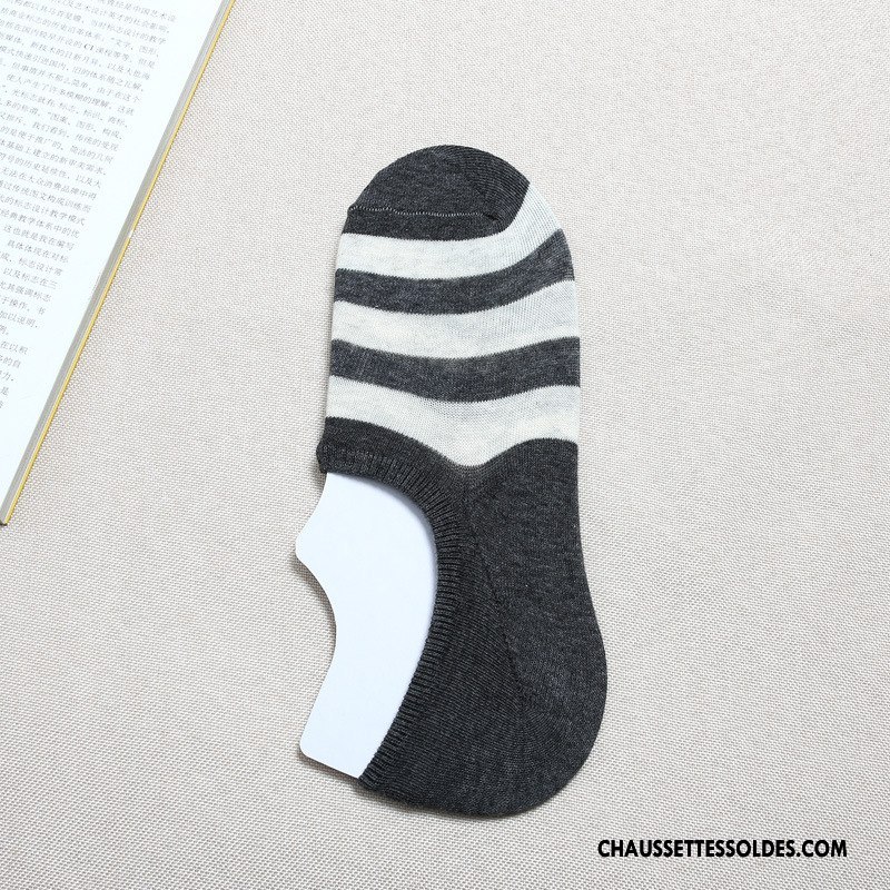Chaussettes Invisibles Homme Casual Le Nouveau Rayé Printemps Été Blanc Noir