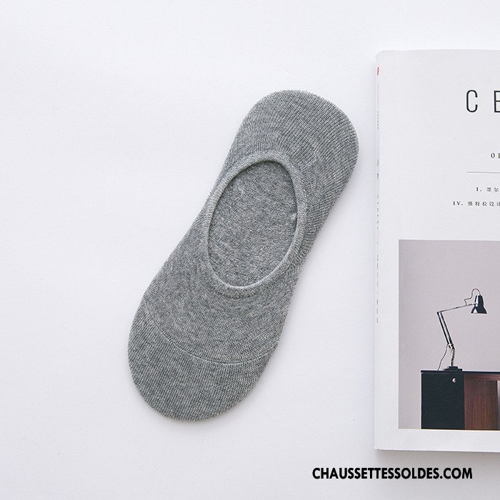 Chaussettes Invisibles Homme Casual Silicone Chaussette Courte Printemps Été Chaussette Basse Coupée Pure Gris Clair