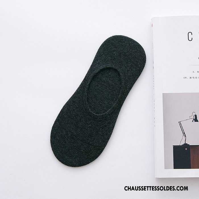Chaussettes Invisibles Homme Casual Silicone Chaussette Courte Printemps Été Chaussette Basse Coupée Pure Gris Clair