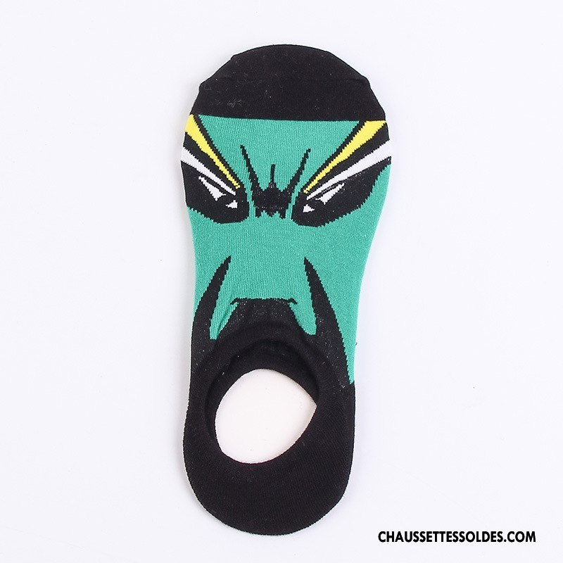 Chaussettes Invisibles Homme Casual Été Chaussette Basse Coupée Printemps Style Chinois Coton Bio Vert