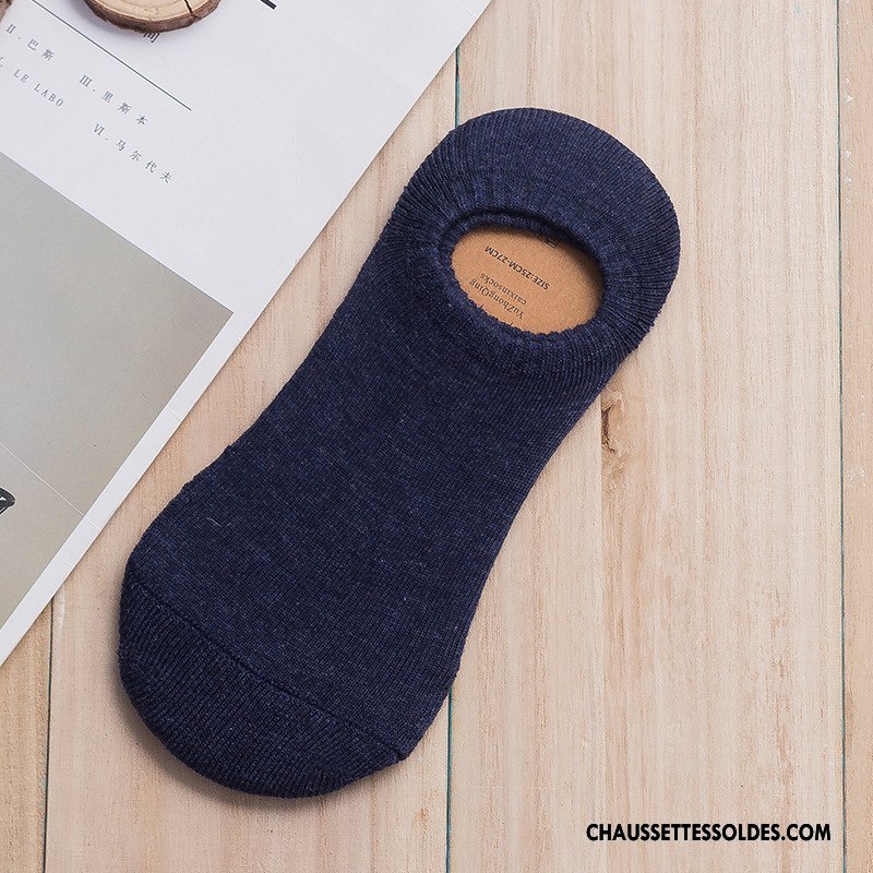 Chaussettes Invisibles Homme Chaussette Basse Coupée Casual Coton Bio Respirant Bleu Clair