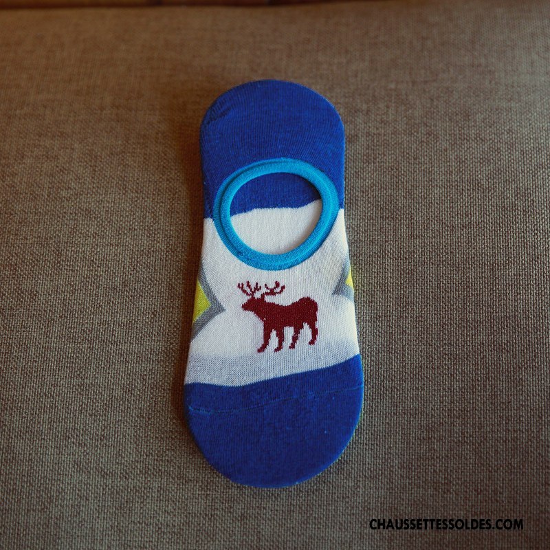 Chaussettes Invisibles Homme Chaussette Basse Coupée Printemps Cerf Été Personnalité Pure Coloré Clair