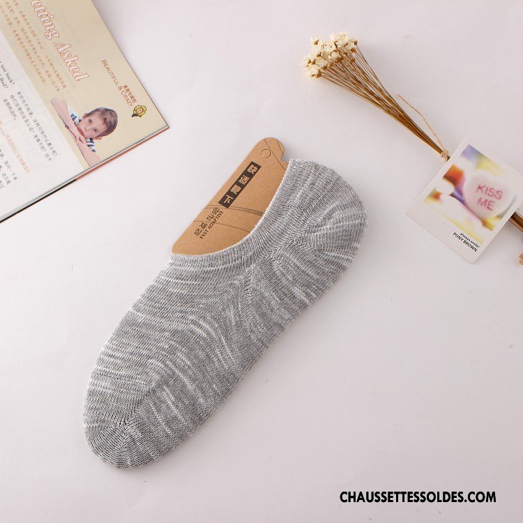 Chaussettes Invisibles Homme Chaussette Basse Coupée Yarn Silicone Bambou Antidérapant Chaussettes En Coton Gris Clair