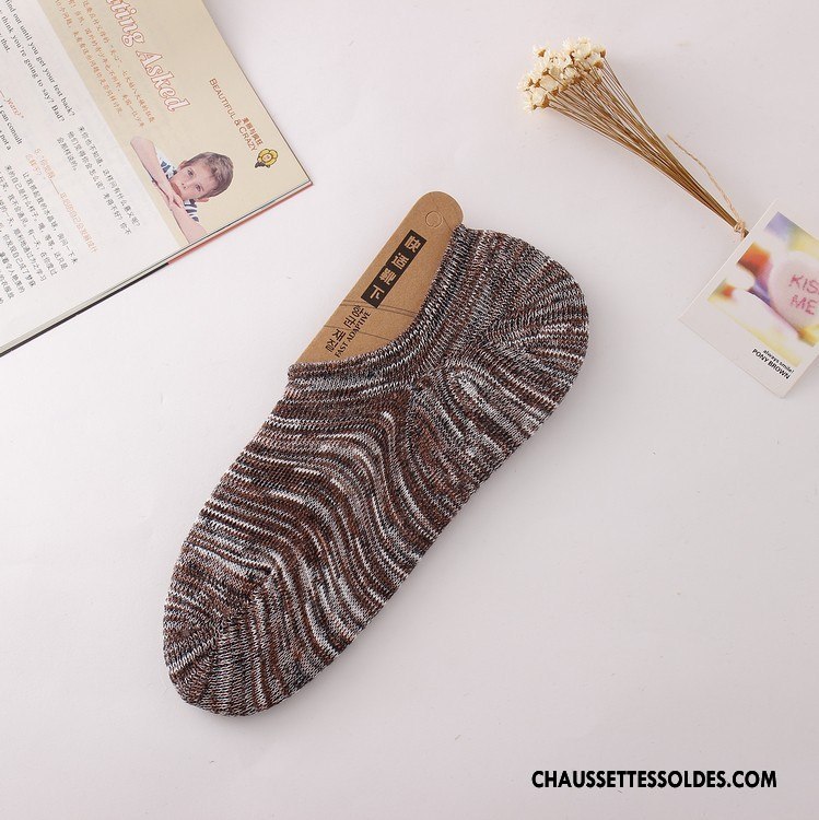 Chaussettes Invisibles Homme Chaussette Basse Coupée Yarn Silicone Bambou Antidérapant Chaussettes En Coton Gris Clair