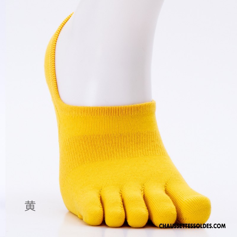 Chaussettes Invisibles Homme Chaussettes En Coton Anti-odeur Été Printemps Chaussette Basse Coupée Absorber La Sueur Pure Jaune