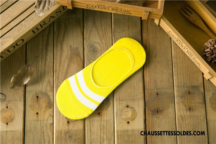 Chaussettes Invisibles Homme Chaussettes En Coton Frais Style Chaud Rayé Le Nouveau Lovers Jaune