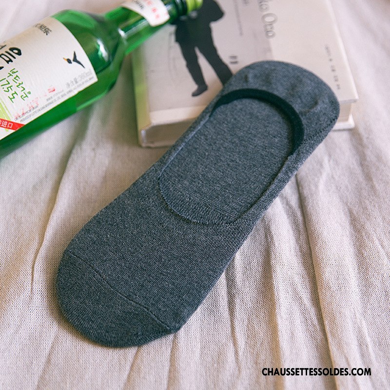 Chaussettes Invisibles Homme Chaussettes En Coton Printemps Chaussette Courte Silicone Été Chaussette Basse Coupée Pure Blanc Clair