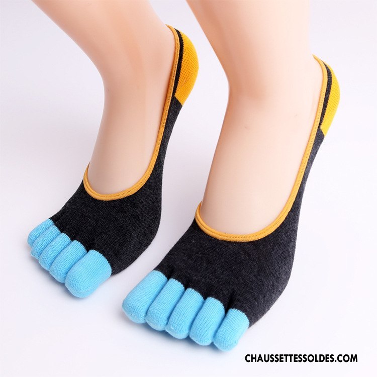 Chaussettes Invisibles Homme Cinq Doigts Casual Engrener Confortable Été Gris