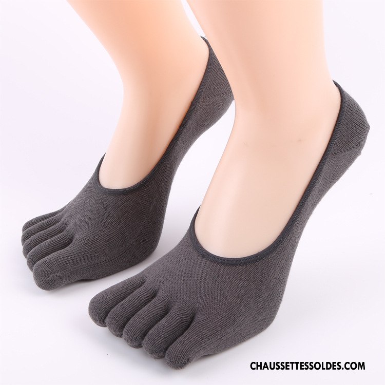 Chaussettes Invisibles Homme Cinq Doigts Nouveau Engrener Chaussette Basse Coupée Matelassé Couleur Bleu Marin Clair