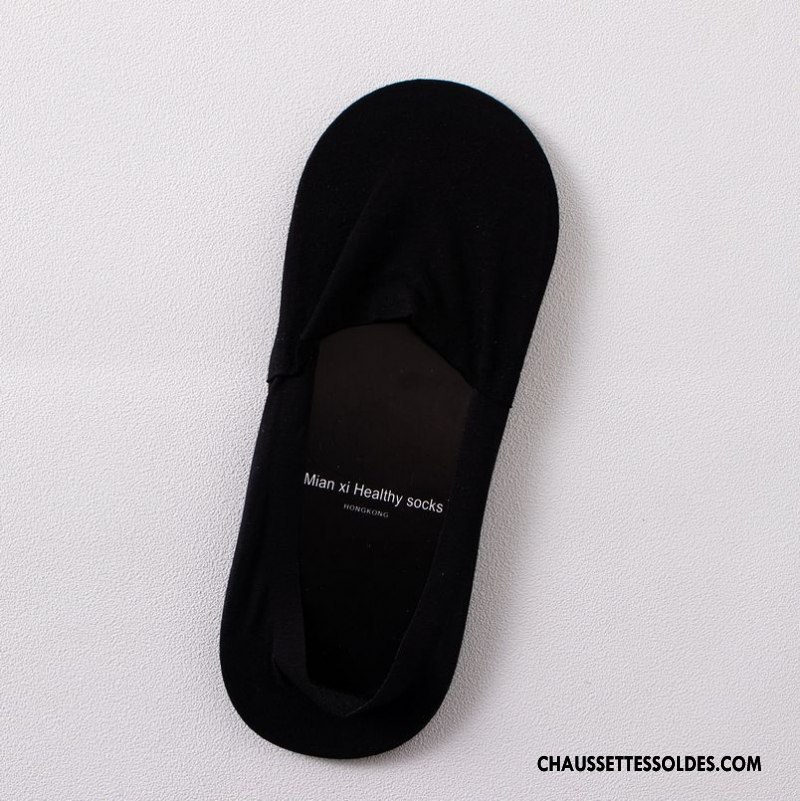 Chaussettes Invisibles Homme Confortable Printemps Le Nouveau Silicone Antidérapant Pure Noir