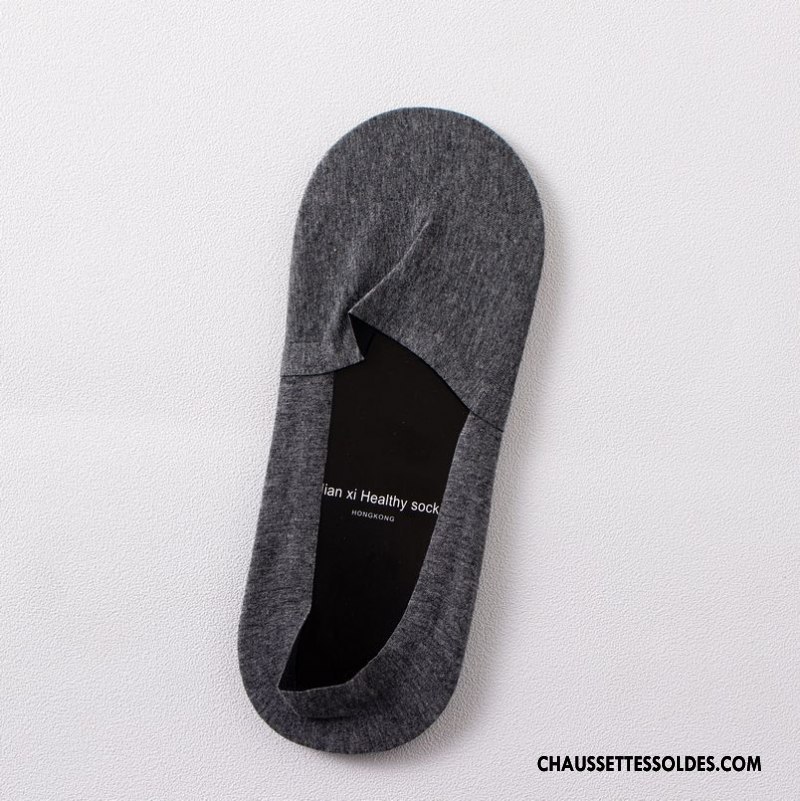 Chaussettes Invisibles Homme Confortable Printemps Le Nouveau Silicone Antidérapant Pure Noir