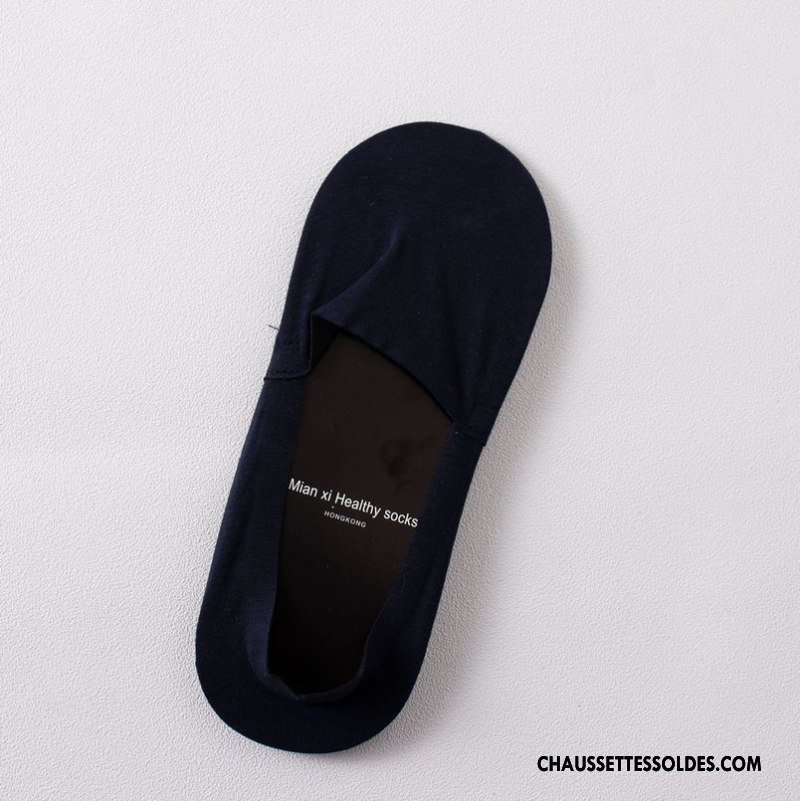 Chaussettes Invisibles Homme Confortable Printemps Le Nouveau Silicone Antidérapant Pure Noir
