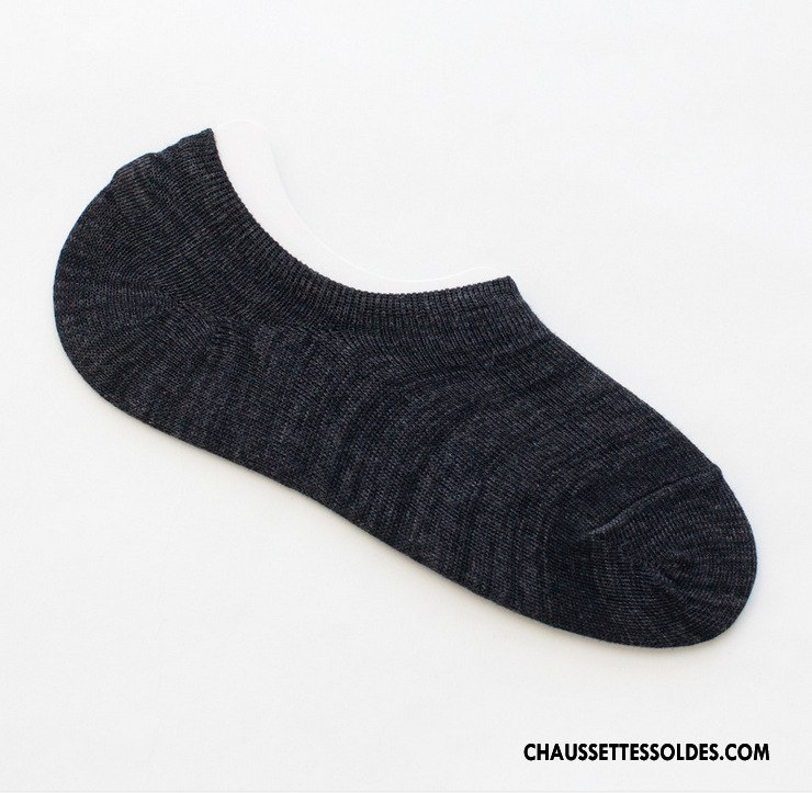 Chaussettes Invisibles Homme Coton Bio 100% Coton Été Printemps Rétro Courte Gris