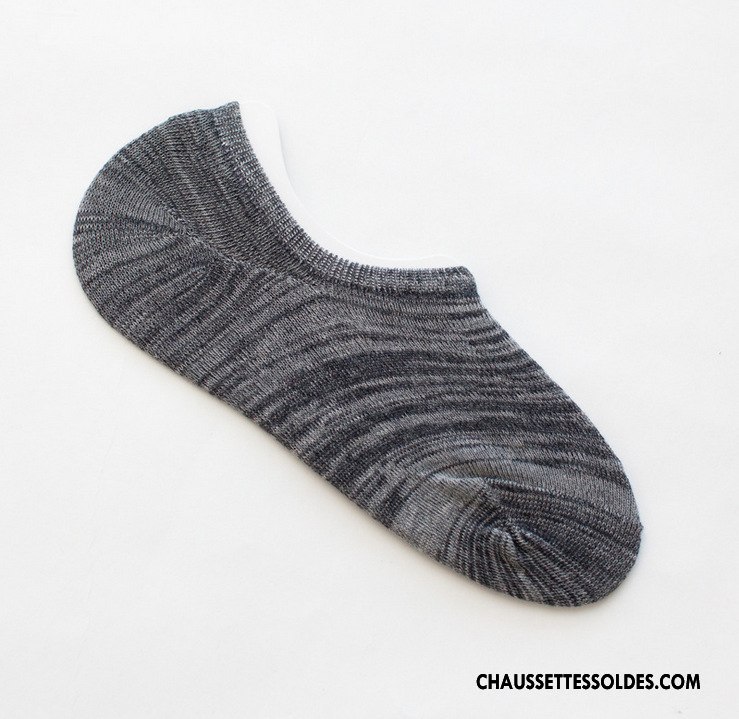 Chaussettes Invisibles Homme Coton Bio 100% Coton Été Printemps Rétro Courte Gris