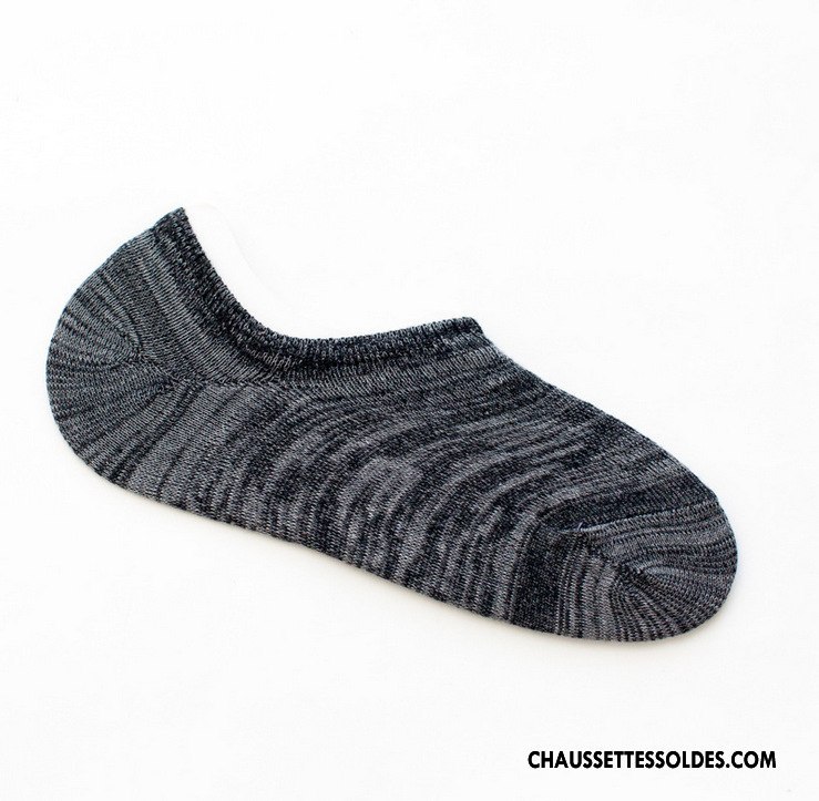 Chaussettes Invisibles Homme Coton Bio 100% Coton Été Printemps Rétro Courte Gris