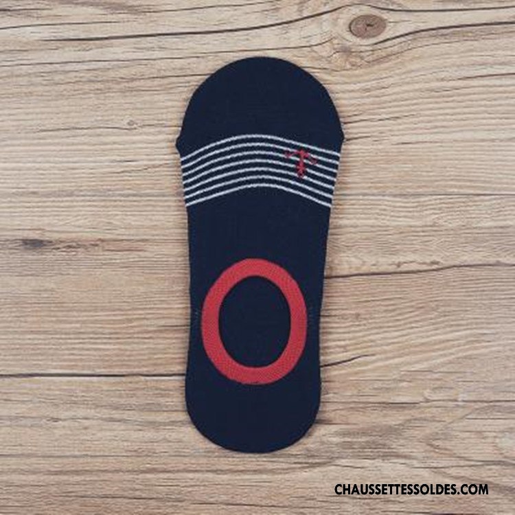 Chaussettes Invisibles Homme Coton Bio Chaussette Basse Coupée Silicone Antidérapant Marine Blanc