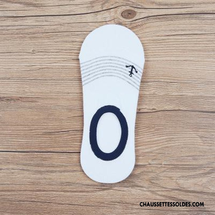 Chaussettes Invisibles Homme Coton Bio Chaussette Basse Coupée Silicone Antidérapant Marine Blanc