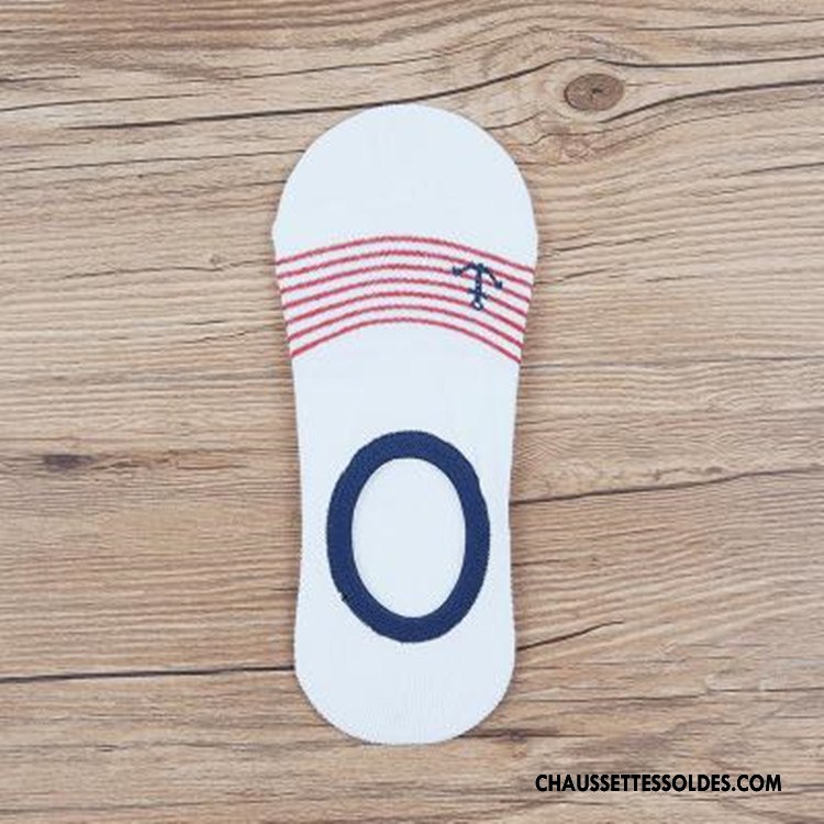 Chaussettes Invisibles Homme Coton Bio Chaussette Basse Coupée Silicone Antidérapant Marine Blanc