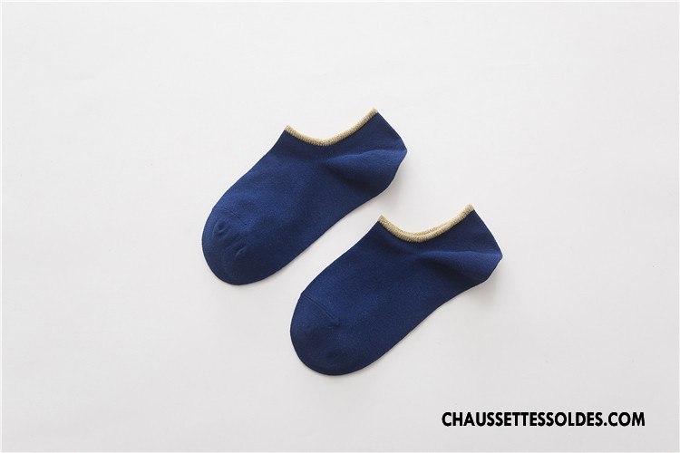 Chaussettes Invisibles Homme Coton Chaussette Courte Printemps Le Nouveau Été Bleu Marin Couleurs De Bonbons Pure