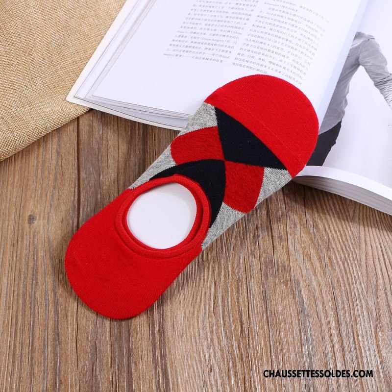 Chaussettes Invisibles Homme Créatif Nouvelles Arrivées Chaussette Courte 100% Coton Printemps Mouvement Rouge Clair