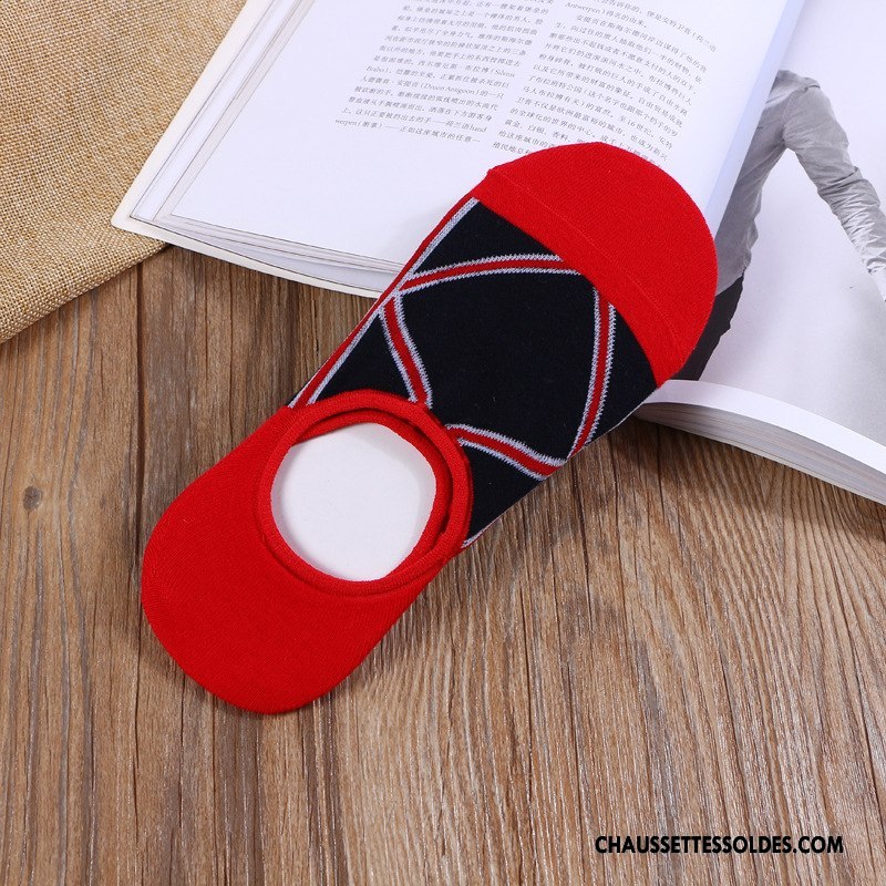 Chaussettes Invisibles Homme Créatif Nouvelles Arrivées Chaussette Courte 100% Coton Printemps Mouvement Rouge Clair