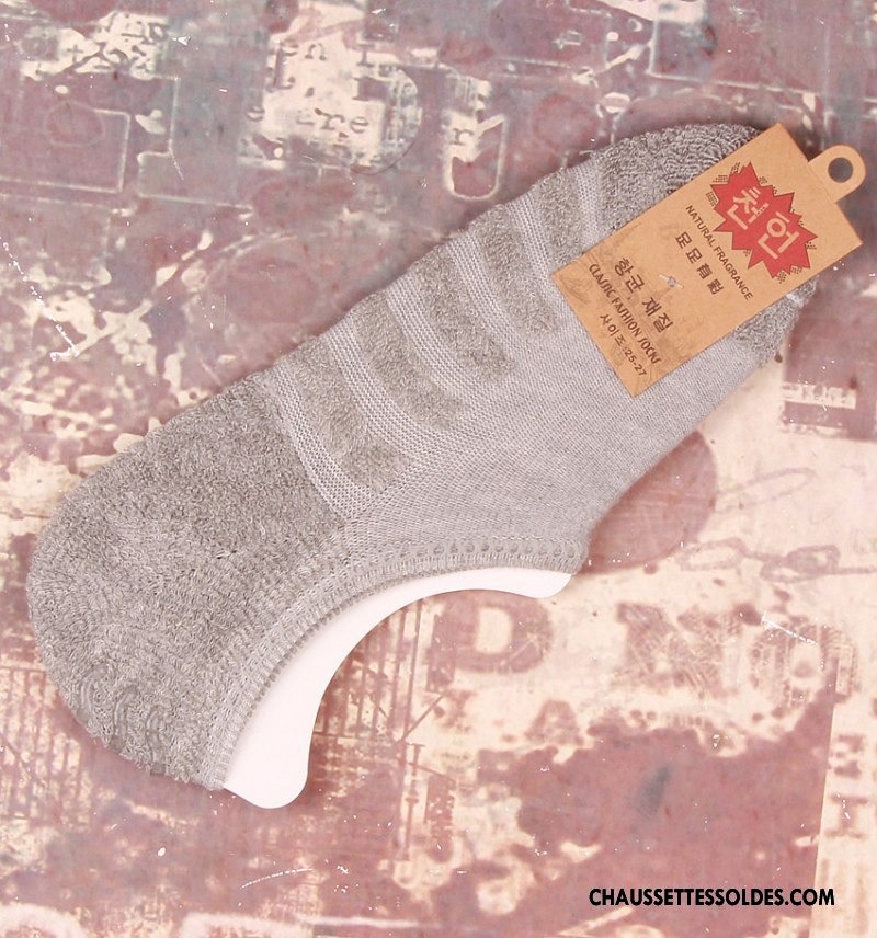 Chaussettes Invisibles Homme Femme Silicone 100% Coton Chaussette Courte Terry Renforcé Noir Clair