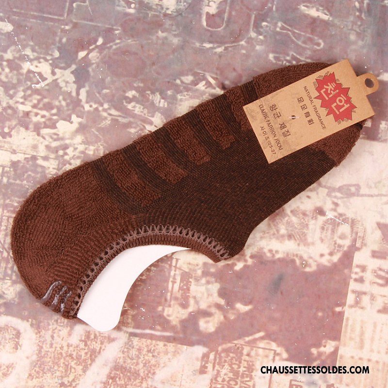 Chaussettes Invisibles Homme Femme Silicone 100% Coton Chaussette Courte Terry Renforcé Noir Clair
