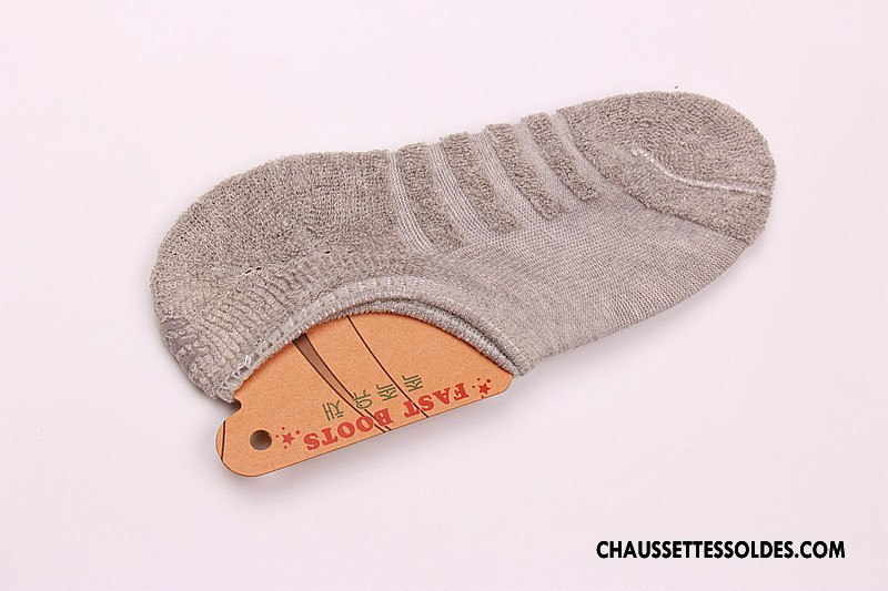 Chaussettes Invisibles Homme Femme Silicone 100% Coton Chaussette Courte Terry Renforcé Noir Clair