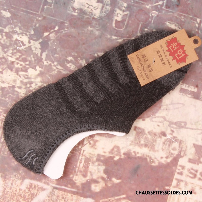 Chaussettes Invisibles Homme Femme Silicone 100% Coton Chaussette Courte Terry Renforcé Noir Clair