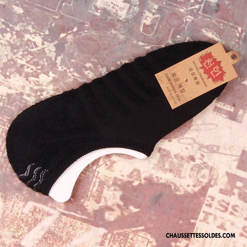 Chaussettes Invisibles Homme Femme Silicone 100% Coton Chaussette Courte Terry Renforcé Noir Clair