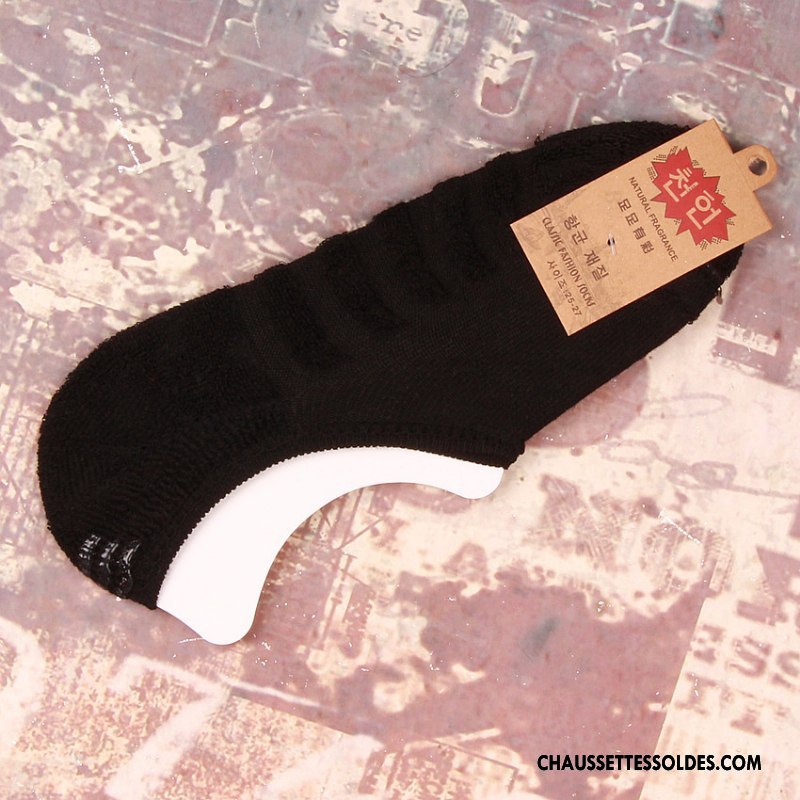 Chaussettes Invisibles Homme Femme Silicone 100% Coton Chaussette Courte Terry Renforcé Noir Clair