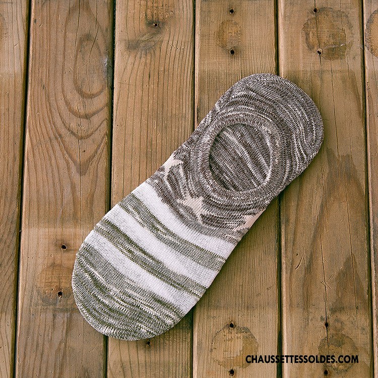 Chaussettes Invisibles Homme Le Nouveau Chaussette Basse Coupée Courte Silicone Étoile Légère Gris