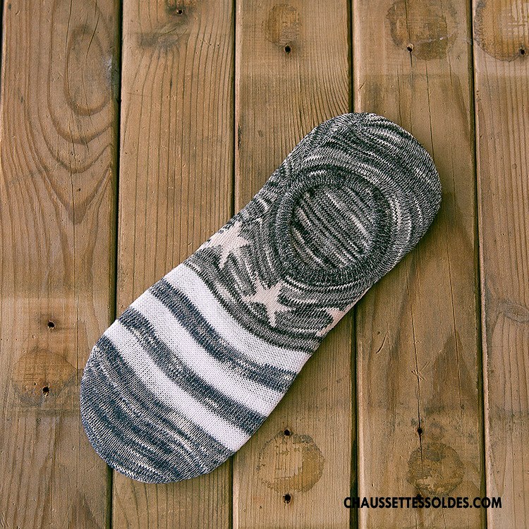 Chaussettes Invisibles Homme Le Nouveau Chaussette Basse Coupée Courte Silicone Étoile Légère Gris