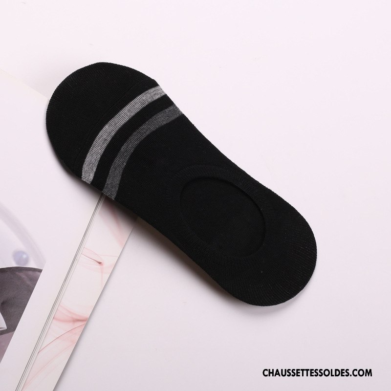 Chaussettes Invisibles Homme Le Nouveau Chaussette Basse Coupée Été Antidérapant Rayé Chaussettes En Coton Gris Clair Foncé