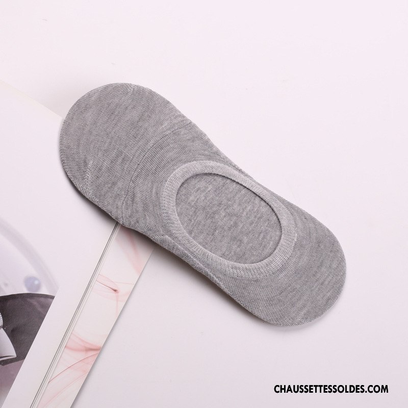 Chaussettes Invisibles Homme Le Nouveau Chaussette Basse Coupée Été Antidérapant Rayé Chaussettes En Coton Gris Clair Foncé