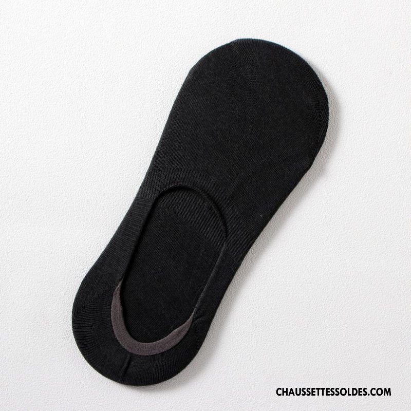 Chaussettes Invisibles Homme Le Nouveau Chaussettes En Coton Chaussette Basse Coupée Manuel Anti-off Noir