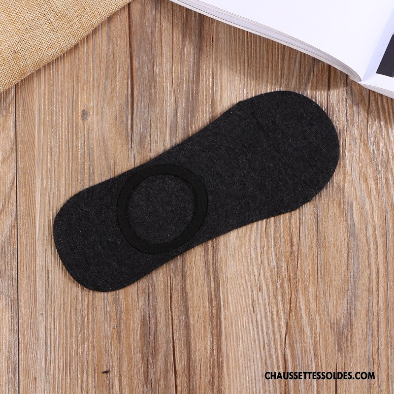 Chaussettes Invisibles Homme Légère Été Plaine Silicone Casual Antidérapant Pure Noir Clair