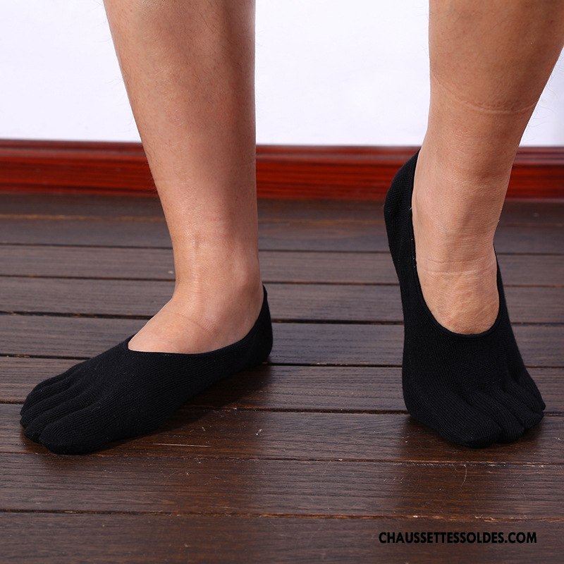 Chaussettes Invisibles Homme Matelassé Anti-odeur Casual Cinq Doigts Tendance Mode Blanc