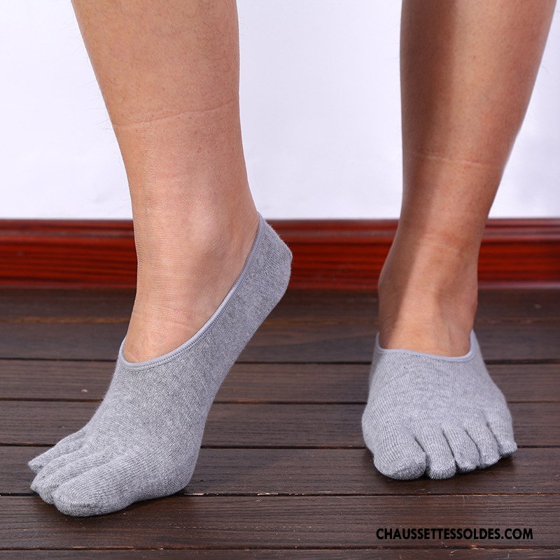 Chaussettes Invisibles Homme Matelassé Anti-odeur Casual Cinq Doigts Tendance Mode Blanc