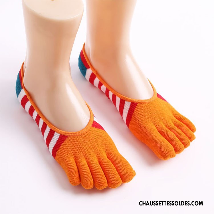 Chaussettes Invisibles Homme Matelassé Cinq Doigts Rouge