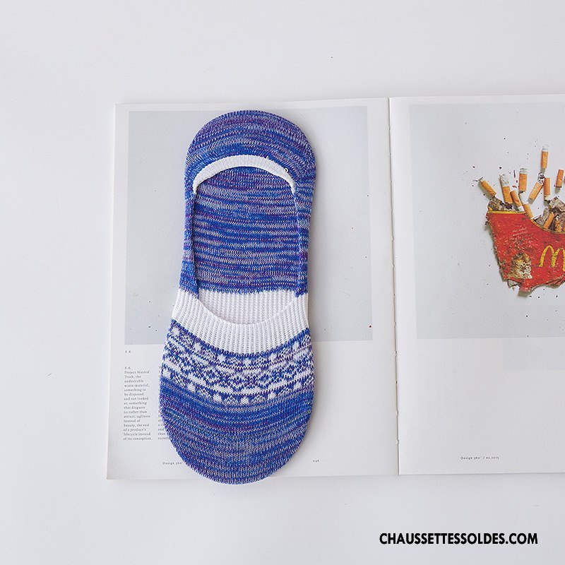Chaussettes Invisibles Homme Nouvelles Arrivées Antidérapant Style National Rétro Modèle Été Bleu Clair