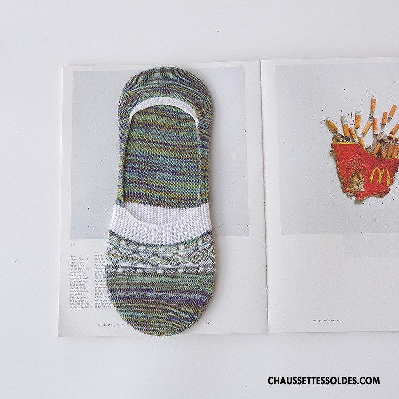 Chaussettes Invisibles Homme Nouvelles Arrivées Antidérapant Style National Rétro Modèle Été Bleu Clair