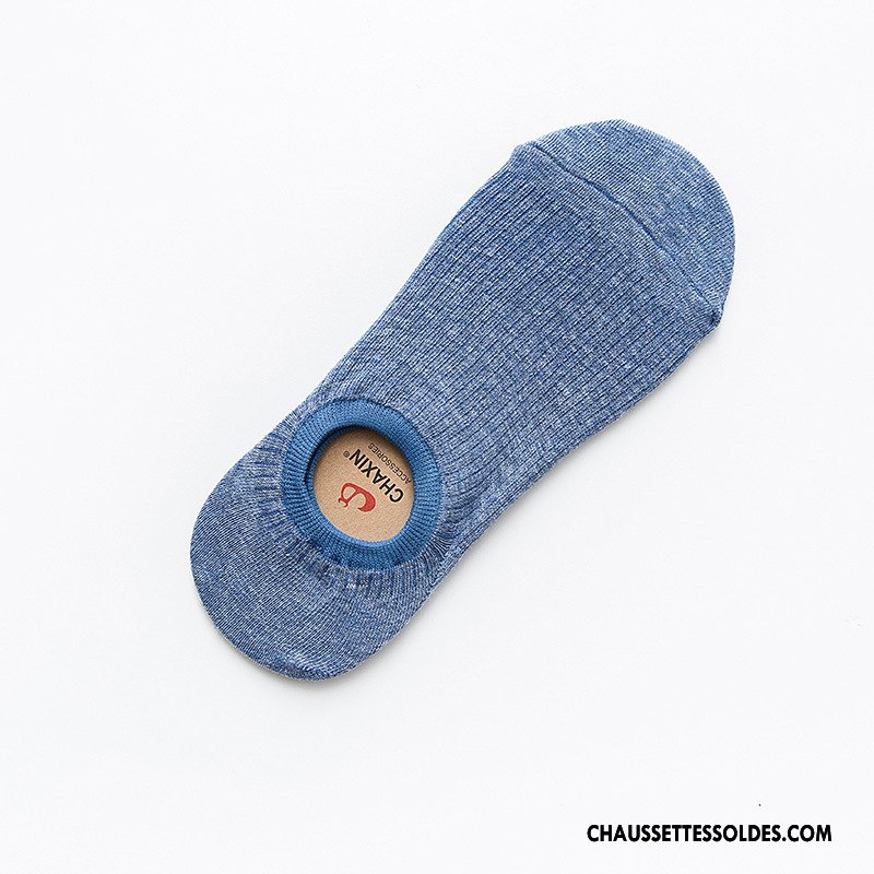 Chaussettes Invisibles Homme Nouvelles Arrivées Toutes Les Saisons Respirant Absorber La Sueur Matelassé Chaussette Basse Coupée Bleu