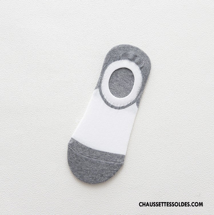 Chaussettes Invisibles Homme Printemps 100% Coton Chaussette Basse Coupée Le Nouveau Été Blanc