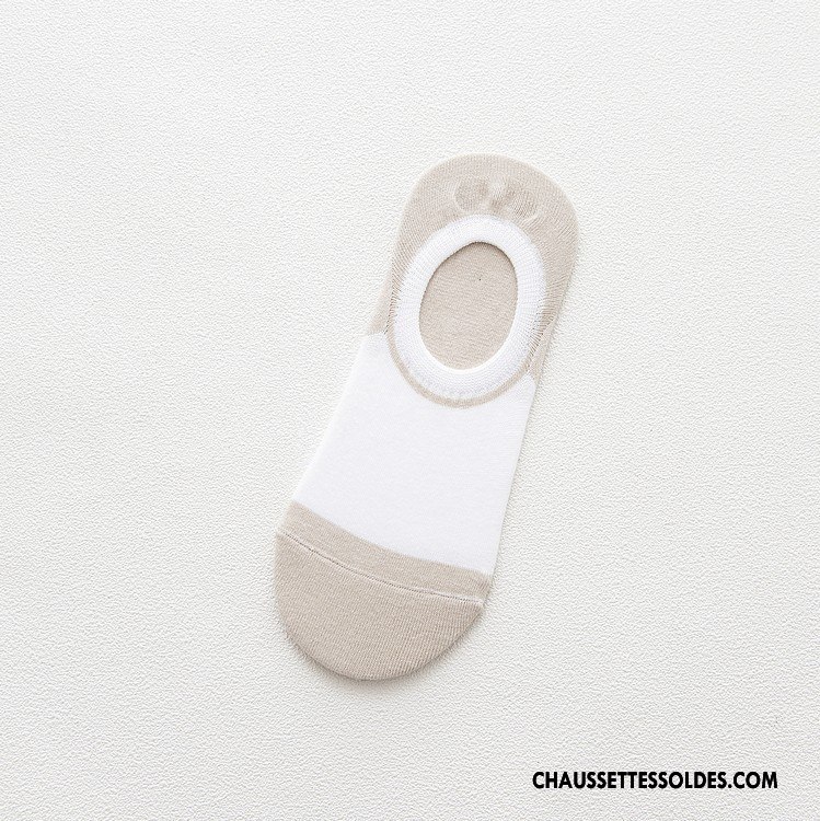 Chaussettes Invisibles Homme Printemps 100% Coton Chaussette Basse Coupée Le Nouveau Été Blanc