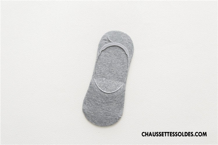 Chaussettes Invisibles Homme Printemps Coton Bio 100% Coton Chaussette Courte Antidérapant Été Pure Noir Clair