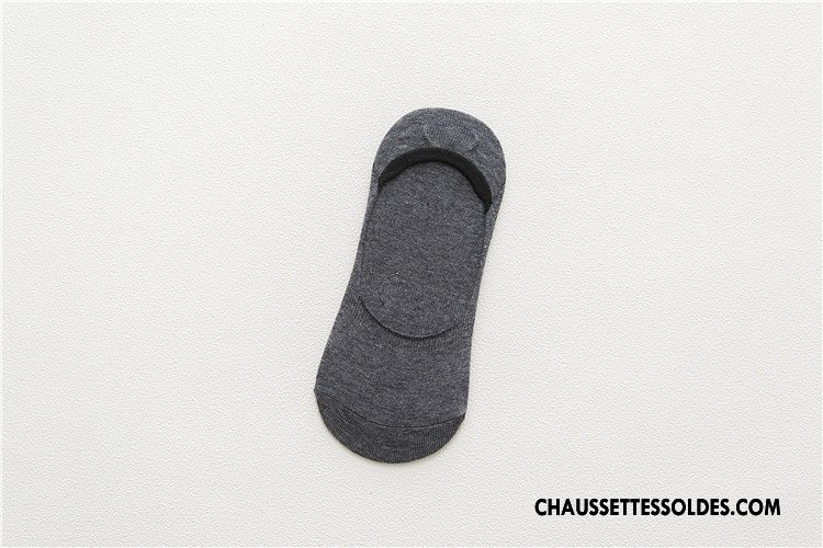Chaussettes Invisibles Homme Printemps Coton Bio 100% Coton Chaussette Courte Antidérapant Été Pure Noir Clair