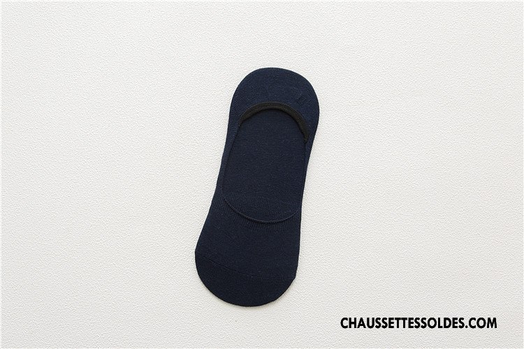Chaussettes Invisibles Homme Printemps Coton Bio 100% Coton Chaussette Courte Antidérapant Été Pure Noir Clair